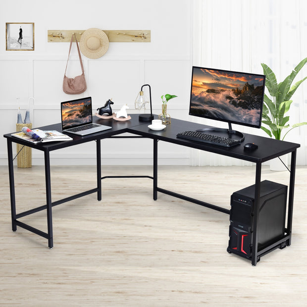 L Shaped Corner Computer Desk Laptop Gaming Table Workstation-Black