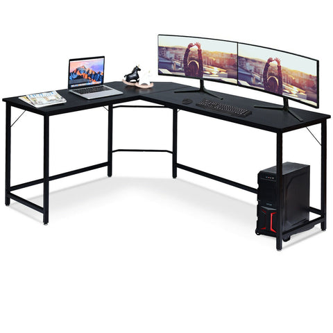 L Shaped Corner Computer Desk Laptop Gaming Table Workstation-Black