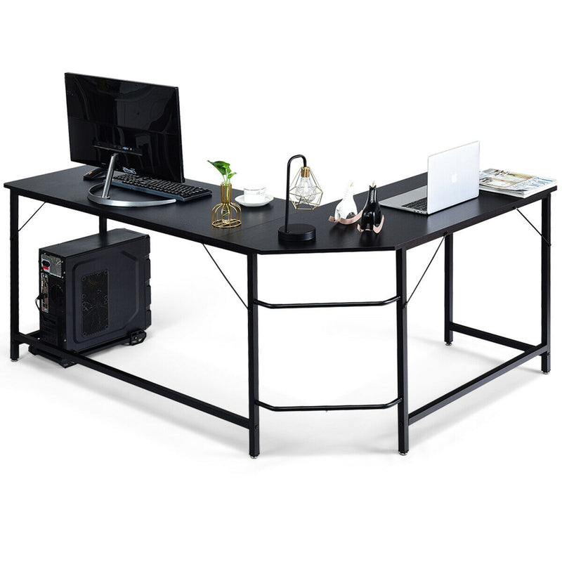 L Shaped Corner Computer Desk Laptop Gaming Table Workstation-Black