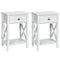 2pcs Bedroom Side End Nightstand with Drawer-White