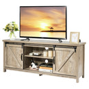 TV Stand Media Center Console Cabinet with Sliding Barn Door-Gray
