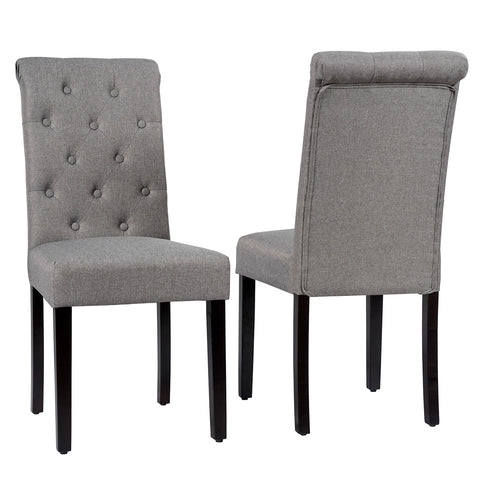 Set of 2 Tufted Dining Chair-Gray