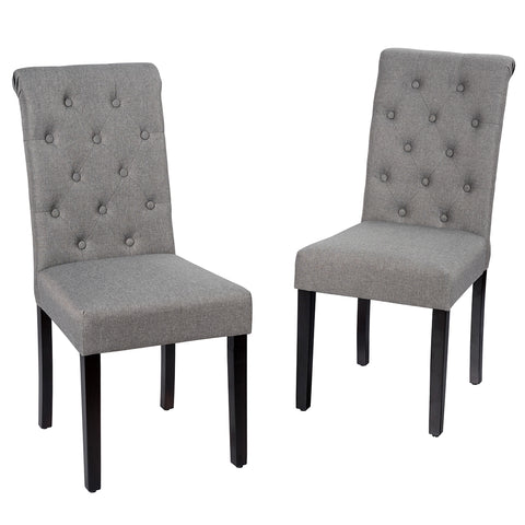 Set of 2 Tufted Dining Chair-Gray