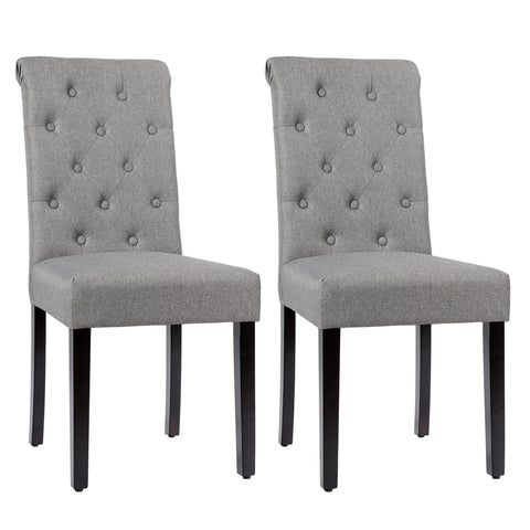 Set of 2 Tufted Dining Chair-Gray