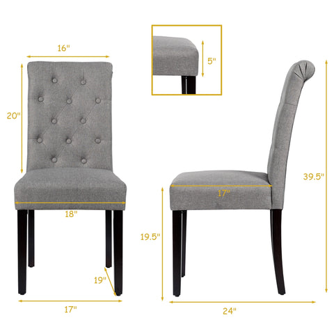 Set of 2 Tufted Dining Chair-Gray