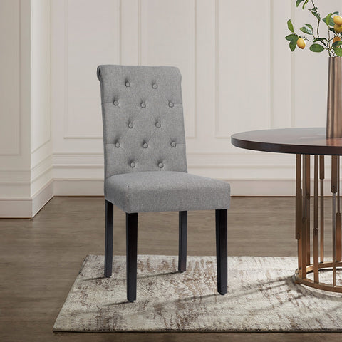 Set of 2 Tufted Dining Chair-Gray