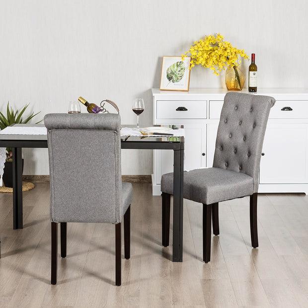 Set of 2 Tufted Dining Chair-Gray