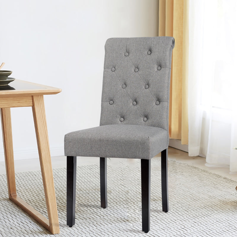 Set of 2 Tufted Dining Chair-Gray