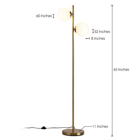 65 Inch LED Floor Lamp with 2 Light Bulbs and Foot Switch-Golden