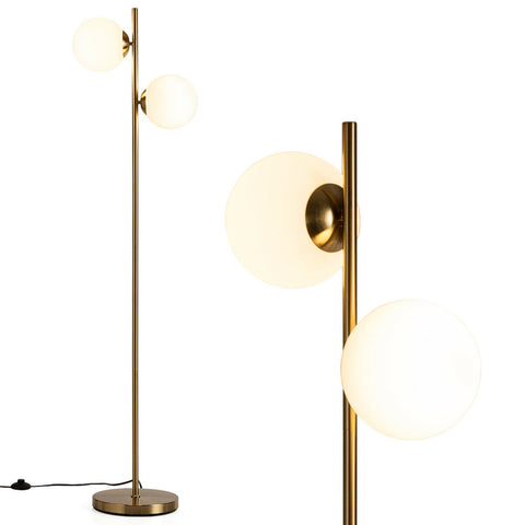 65 Inch LED Floor Lamp with 2 Light Bulbs and Foot Switch-Golden