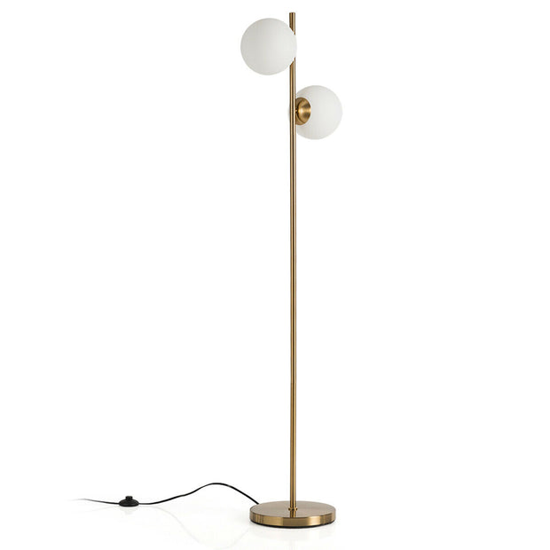 65 Inch LED Floor Lamp with 2 Light Bulbs and Foot Switch-Golden