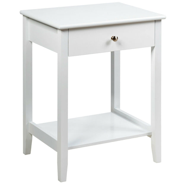 Wooden Bedside Sofa Table with Sliding Drawer-White