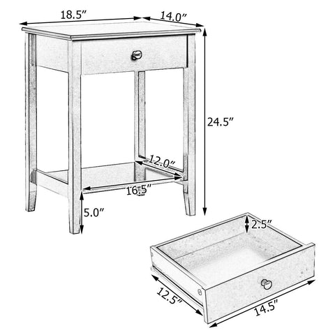 Wooden Bedside Sofa Table with Sliding Drawer-White