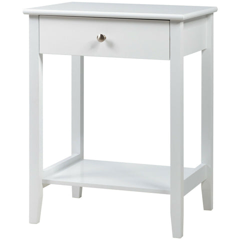 Wooden Bedside Sofa Table with Sliding Drawer-White