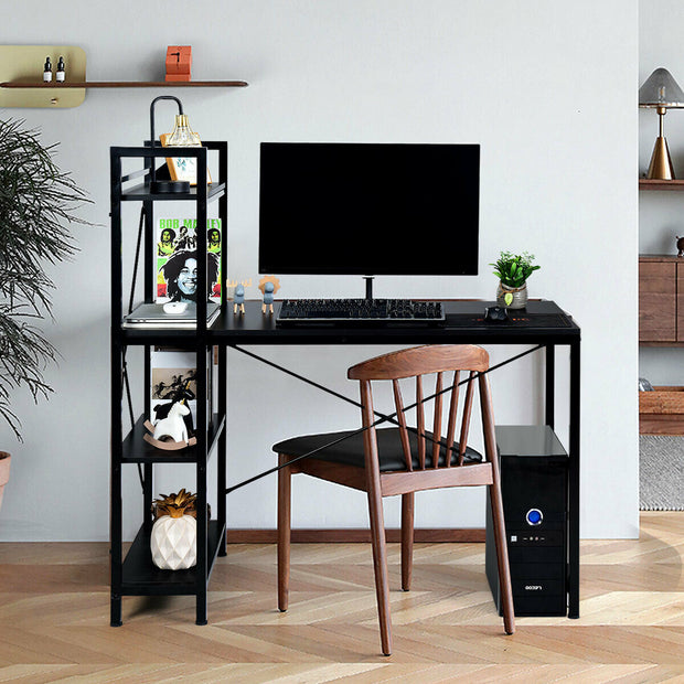 47.5 Inch Writing Study Computer Desk with 4-Tier Shelves-Black