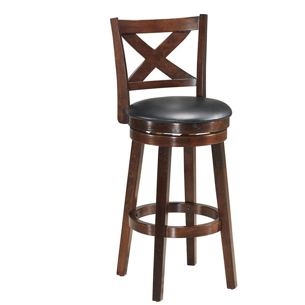 Swivel X-back Upholstered Counter Height Bar Stool with PVC Cushioned Seat-29 Inch