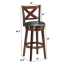 Swivel X-back Upholstered Counter Height Bar Stool with PVC Cushioned Seat-29 Inch
