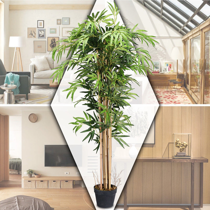 5-Feet Artificial Bamboo Silk Tree Indoor-Outdoor Decorative Planter