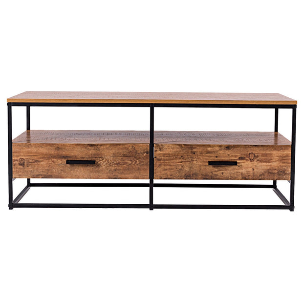 47 Inch 2-Tier Cocktail 2 Drawer Coffee Table Metal Desk