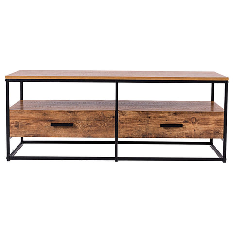 47 Inch 2-Tier Cocktail 2 Drawer Coffee Table Metal Desk