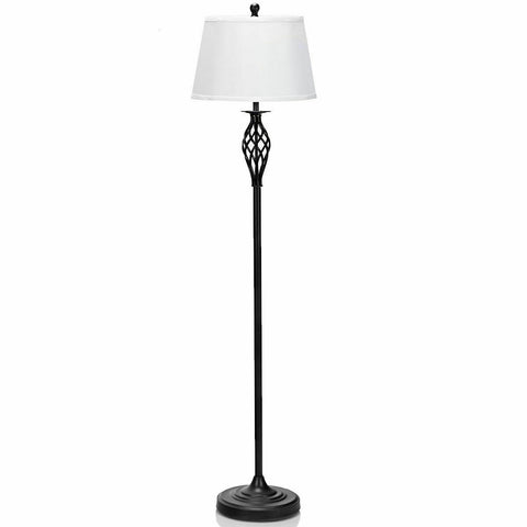 3 Pieces Lamp Set 2 Table Lamps 1 Floor Lamp with Fabric Shades