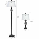 3 Pieces Lamp Set 2 Table Lamps 1 Floor Lamp with Fabric Shades