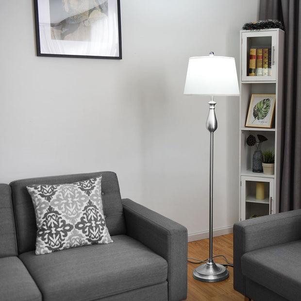 3 pcs Brushed Nickel Lamp Set 2 Table Lamps 1 Floor Lamp