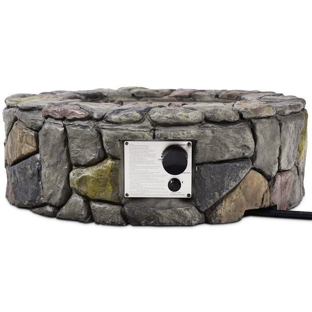 28 Inch Propane Gas Fire Pit with Lava Rocks and Protective Cover-Gray