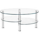 Tempered Glass Oval Side Coffee Table-Transparent