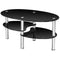 Tempered Glass Oval Side Coffee Table-Black