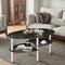 Tempered Glass Oval Side Coffee Table-Black