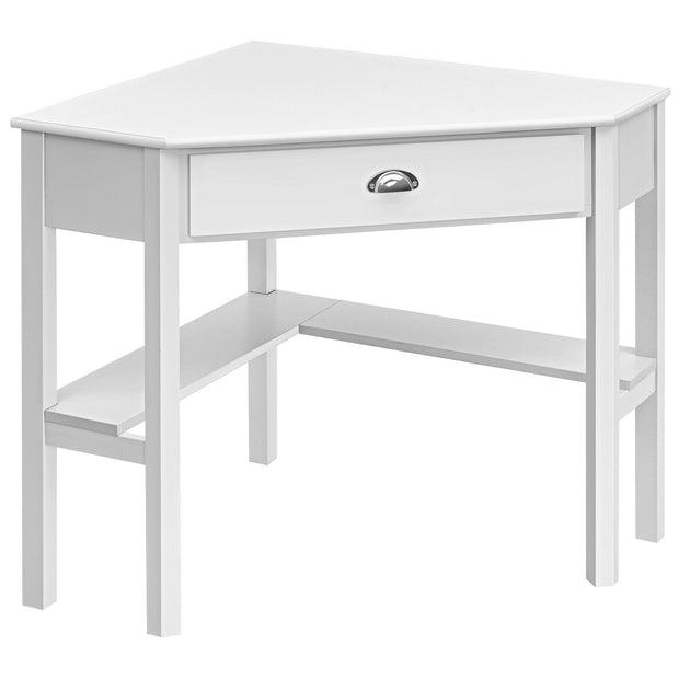 Corner Wooden Piece Laptop Computer Desk-White