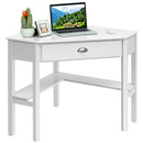 Corner Wooden Piece Laptop Computer Desk-White