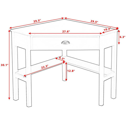 Corner Wooden Piece Laptop Computer Desk-Black