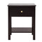 Nightstand End Table with Drawer and Shelf-Brown