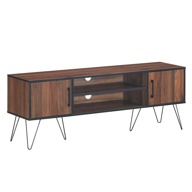 Retro Modern TV Stand with 6 Metal Legs for TVs up to 65 Inch with 2 Cable Holes