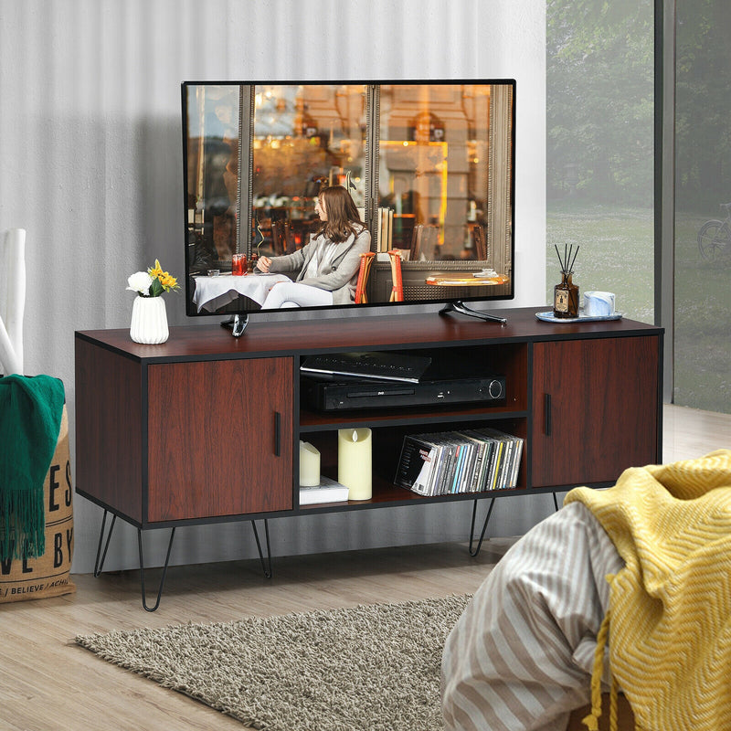 59 Inches Retro Wooden TV Stand for TVs up to 65 Inches-Brown