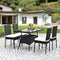 5 Pieces Outdaoor Patio Rattan Dining Set with Glass Top with Cushions