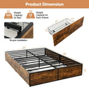 Metal Bed Frame with 4 Drawers-Queen Size