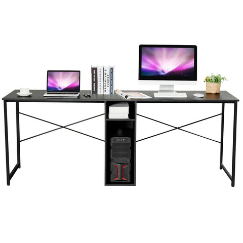 79 Inch Multifunctional Office Desk for 2 Person with Storage-Black