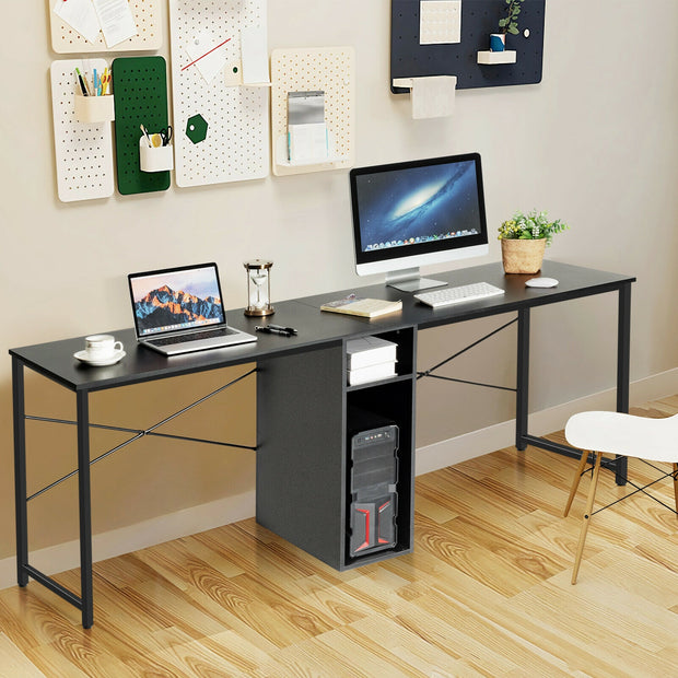 79 Inch Multifunctional Office Desk for 2 Person with Storage-Black