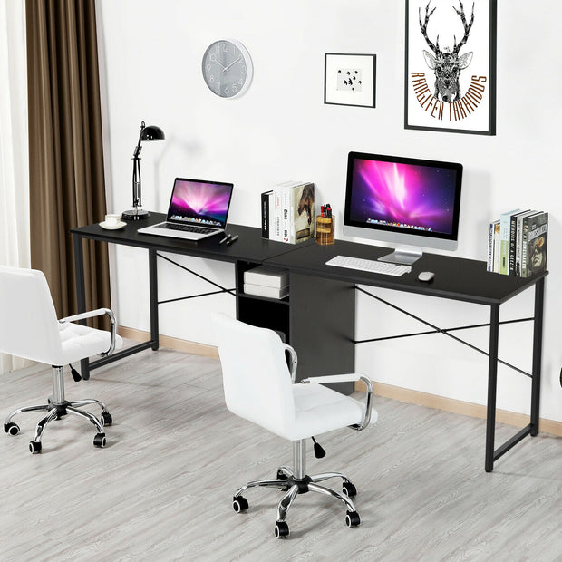 79 Inch Multifunctional Office Desk for 2 Person with Storage-Black