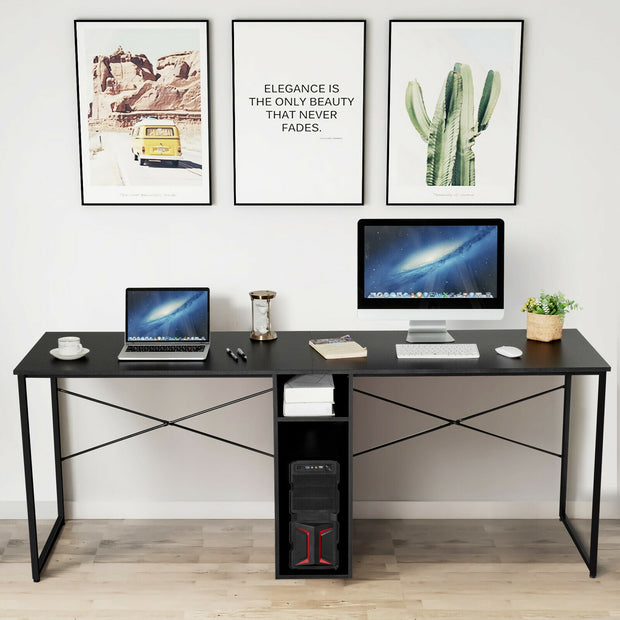 79 Inch Multifunctional Office Desk for 2 Person with Storage-Black