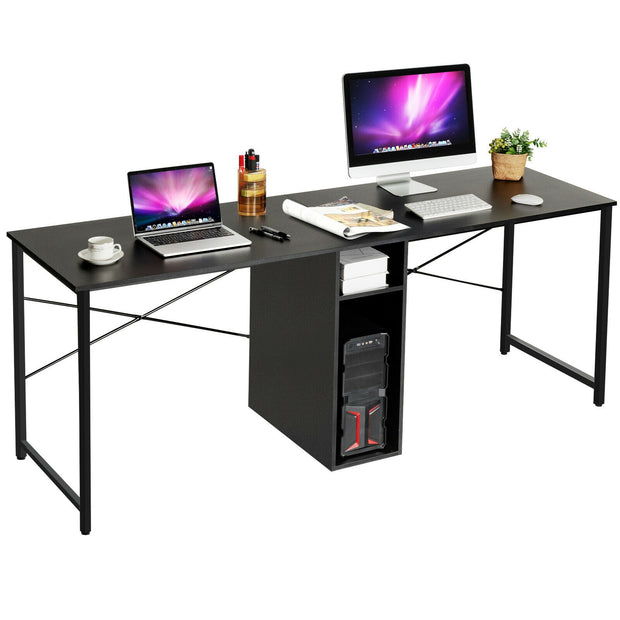 79 Inch Multifunctional Office Desk for 2 Person with Storage-Black