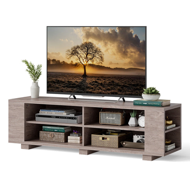 TV Stand Modern Wood Storage Console Entertainment Center-Gray