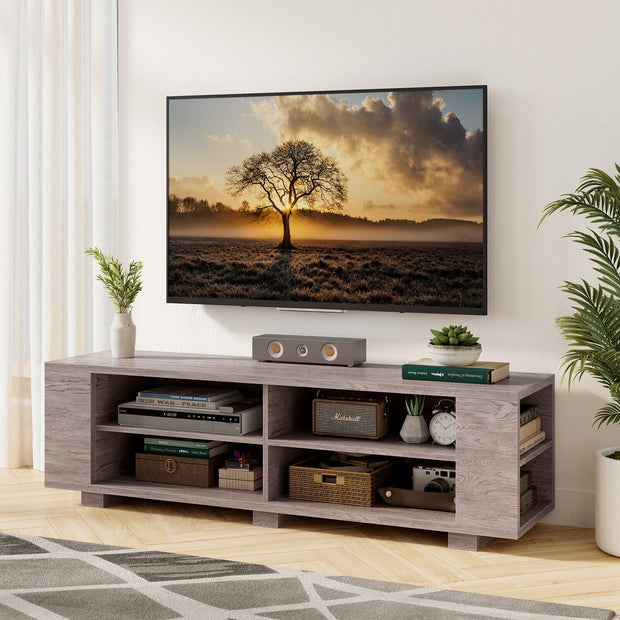 TV Stand Modern Wood Storage Console Entertainment Center-Gray