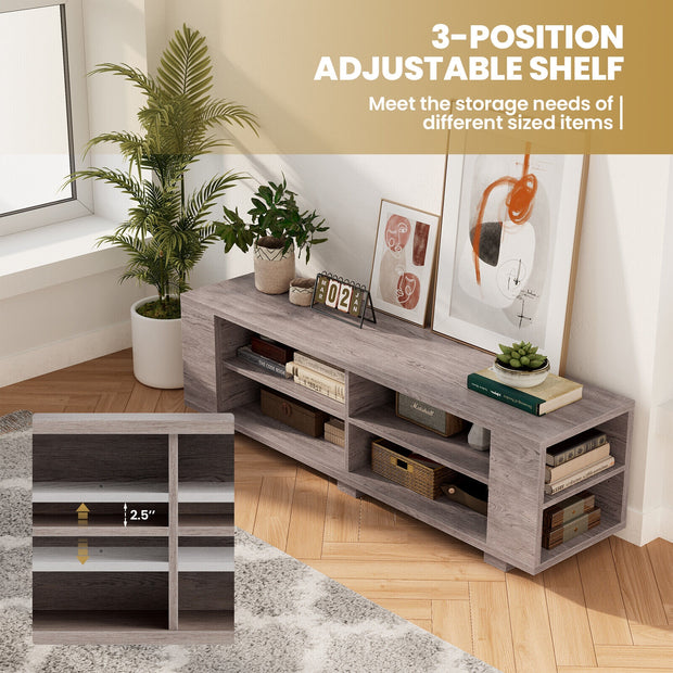 TV Stand Modern Wood Storage Console Entertainment Center-Gray