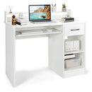 Study Laptop Table with Drawer and Keyboard Tray-White