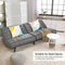 Futon Sofa Bed PU Leather Convertible Folding Couch Sleeper Lounge-Gray