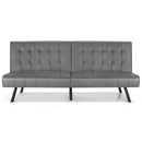 Futon Sofa Bed PU Leather Convertible Folding Couch Sleeper Lounge-Gray